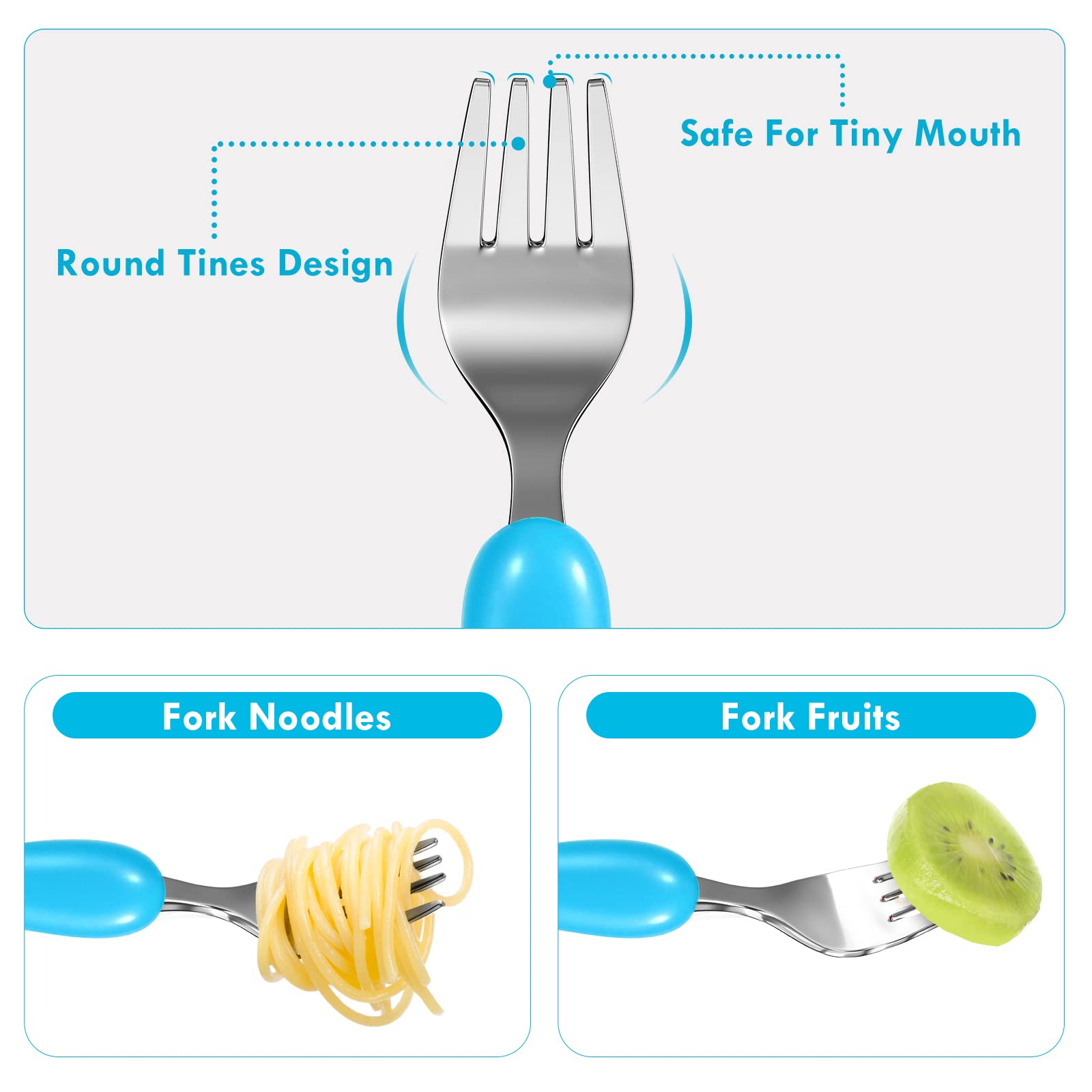 Lehoo Castle Toddler Fork and Spoon, 6pcs Toddler Utensils Kids Silverware, Safe Stainless Steel Toddler Fork Spoon Set, Childre